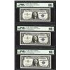 Image 1 : Lot of (3) Consecutive 1957 $1 Silver Certificate Notes PMG Gem Uncirculated 66E