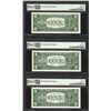 Image 2 : Lot of (3) Consecutive 1957 $1 Silver Certificate Notes PMG Gem Uncirculated 66E