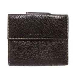 Bvlgari Black Leather Snap Closure Compact Wallet