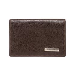 Bvlgari Brown Leather Card Holder Small Wallet
