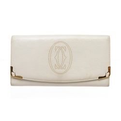 Cartier White Leather Perforated Long Wallet