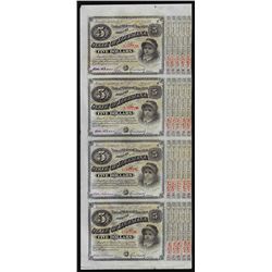 Uncut Sheet of (4) State of Louisiana Baby Bond Obsolete Notes