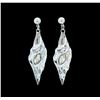 Image 1 : Fall Leaf Crystal Earrings - Rhodium Plated