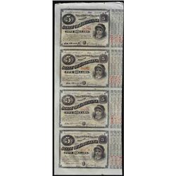 Uncut Sheet of (4) State of Louisiana Baby Bond Obsolete Notes