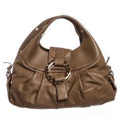 Bvlgari Brown Leather Chandra Hobo Bag