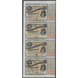 Uncut Sheet of (4) State of Louisiana Baby Bond Obsolete Notes