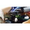 Image 3 : 2 BOXES OF DECORATIVE ITEMS, CLOCK FAUCET, LIGHTS, BIRD FEEDER. AND BEACH CHAIR