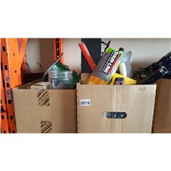 BOX OF PAINTING SUPPLIES AND BOX OF ELECTRICAL SUPPLIES