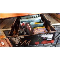 TACKLE BOX WITH CONTENTS AND FISHING REEL AND FISHING DVDS