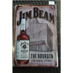 NEW 12 X 8 INCH JIM BEAN TIN SIGN