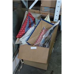 BOX OF FABRIC AND DECORATIVE KITES