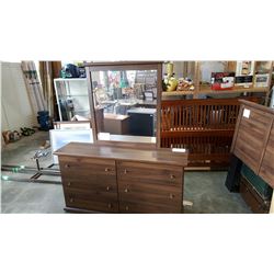 NEW ASHLEY SIGNATURE DESIGN MODERN BROWN WOOD GRAIN FINISH DRESSER WITH MIRROR, RETAIL $1260