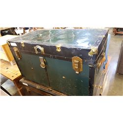 GREEN METAL BOUND TRUNK