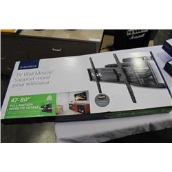 NEW OVERSTOCK INSIGNIA 47-80 INCH FULL MOTION TV WALL MOUNT, COMPLETE, UP TO 110 LBS