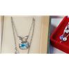Image 2 : STERLING BLUE TOPAZ NECKLACE AND THREE OTHER STERLING PENDANTS ON CHAIN