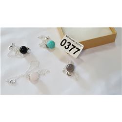 FOUR STONE PENDANTS ON CHAIN