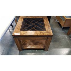 OAK GLASS TOP END TABLE