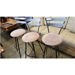 3 MICROFIBER SEAT METAL BAR STOOLS