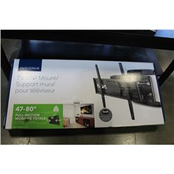 NEW OVERSTOCK INSIGNIA 47-80 INCH FULL MOTION TV WALL MOUNT, COMPLETE, UP TO 110 LBS