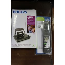 NEW PHILLIPS HDTV DIGITAL ANTENNA AND NEW 4 IN 1 REMOTE