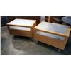 Image 1 : PAIR OF GLASS TOP 1 DRAWER PINE END TABLES