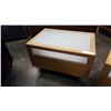 Image 2 : PAIR OF GLASS TOP 1 DRAWER PINE END TABLES