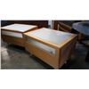 Image 3 : PAIR OF GLASS TOP 1 DRAWER PINE END TABLES