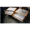 Image 4 : PAIR OF GLASS TOP 1 DRAWER PINE END TABLES