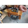 Image 2 : ANTIQUE SINGER SEWING MACHINE NUMBER 115 SEWING JULY 1921 W/ TRESTLE TABLE