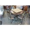 Image 2 : NEW ASHLEY SIGNATURE DESIGN ROUND MAHOGANY WITH GLASS DINING TABLE, AND 4 ULPHOSTERED SIDE CHAIRS, R
