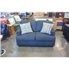 Image 1 : NEW ASHLEY SIGANTURE DESIGN MODERN GREY FABRIC LOVESEAT WITH 2 ACCENT PILLOWS, RETAIL $1,499