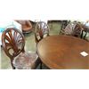 Image 2 : NEW ASHLEY SIGNATURE DESIGN MAHOGANY FINISH ROUND CARVED DINING TABLE , 3 CARVED SIDE CHAIRS, AND 2 