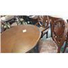 Image 3 : NEW ASHLEY SIGNATURE DESIGN MAHOGANY FINISH ROUND CARVED DINING TABLE , 3 CARVED SIDE CHAIRS, AND 2 