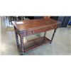 Image 1 : NEW ASHLEY SIGNATURE DESIGN DARK FINISH BARLEY TWIST STYLE SOFA TABLE, WITH FLIP TOP, DROP DOWN DESK