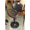 Image 2 : NEW PAIR ASHLEY SIGNATURE DESIGN MODERN BENTWOOD AND BROWN LEATHER WITH MATTE BLACK BASE BAR STOOLS,