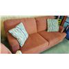 Image 8 : NEW ASHLEY SIGNATURE DESIGN CONTEMPORARY ORANGE SOFA AND LOVESEAT, WITH THROW PILLOWS, RETAIL $2499