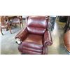 Image 2 : NEW ASHLEY SIGNATURE DESIGN LOW LEG BURGUNDY LEATHER RECLINER WITH NAILHEAD AND WING BACK DESIGN, RE