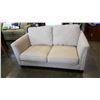 Image 1 : NEW ASHLEY SIGNATURE DESIGN CONTEMPORARY CLUB STYLE FABRIC LOVESEAT, WITH NAILHEAD DESIGN RETAIL $11