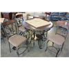 Image 1 : NEW ASHLEY SIGNATURE DESIGN ROUND COUNTER HEIGHT MAHOGANY WITH GLASS DINING TABLE, AND 4 ULPHOSTERED