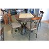 Image 2 : NEW ASHLEY SIGNATURE DESIGN ROUND COUNTER HEIGHT MAHOGANY WITH GLASS DINING TABLE, AND 4 ULPHOSTERED