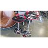 Image 2 : NEW PAIR OF MODERN BLACK/RED WITH CHROME BASE ADJUSTABLE HEIGHT BARSTOOLS, RETAIL $280 PAIR