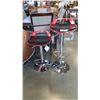 Image 3 : NEW PAIR OF MODERN BLACK/RED WITH CHROME BASE ADJUSTABLE HEIGHT BARSTOOLS, RETAIL $280 PAIR