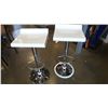 Image 2 : NEW PAIR OF MODERN WHITE/RED WITH CHROME BASE ADJUSTABLE HEIGHT BARSTOOLS, RETAIL $280 PAIR