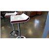 Image 3 : NEW PAIR OF MODERN WHITE/RED WITH CHROME BASE ADJUSTABLE HEIGHT BARSTOOLS, RETAIL $280 PAIR