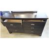 Image 1 : NEW ASHLEY SIGNATURE DESIGN DARK DISTRESSED 6 DRAWER DRESSER AND MIRROR, RETAIL $1,874