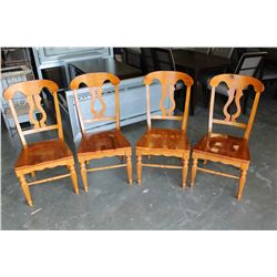 SET OF 4 AS NEW ASHLEY FLOOR MODEL CONTEMPORARY PINE DINING CHAIRS