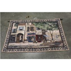 CAFE DE PARIS STOREFRONT TAPESTRY 53 X 36 INCHES