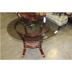 GLASS TOP RATTAN DINING TABLE