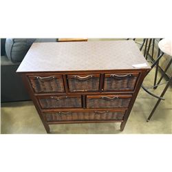 6 DRAWER WICKER DRESSER