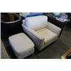 Image 1 : OVERSIZED MICROFIBER ARMCHAIR WITH OTTOMAN